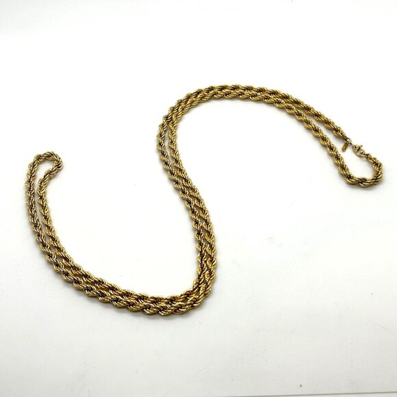 Vintage Monet 36" Rope Chain Necklace Gold-Tone Early Lobster Clasp Statement - Picture 4 of 16